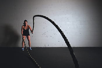 women holding ropes, woman, black, tank, top, gym, exercise, girl, ropes, fitness, working out