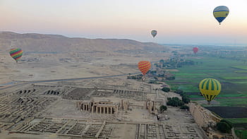 plovoucí, horký, nafukovací balonky, luxor, horkovzdušné balóny, Nil, Egypt, chrám, údolí králů, údolí královen, egyptský