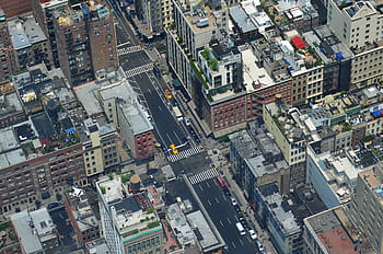 antenne, fotografie, stad, stadsgezicht, nyc, weg, gebouwen, architectuur, Manhattan, nieuwe, stedelijk
