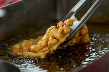 funnel cake, hot grease, hot oil, cooking, festival, cook, heat, preparation, fat, unhealthy, gourmet