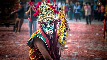 osoba, nošení, festivalová maska, chrám, tchaj-wan, taoismus, jasnovidnost, veletrh, Bůh, osm nových míčových her, zaměřit se na popředí