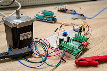 elektronika, krokový motor, elektrotechnika, technologie, proud, prkno, mikroprocesor