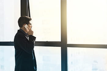 man, talking, phone, looking, window, cellular, suit, entrepreneur, business, cell, young