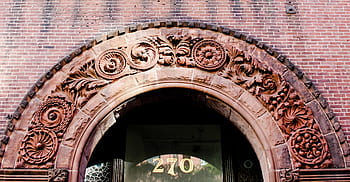 cihlový, vchod, oblouk, vnější, budova, město, městský, architektura, zeď, sklenka, dveře