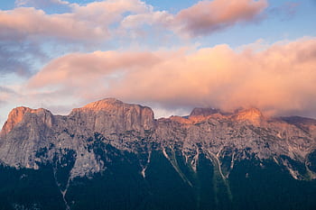 mountains, cliffs, sky, clouds, sunset, nature