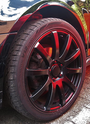 ban mobil, Auto, Ban, langit tercermin dalam lacquer, roda, detail mobil, fender, hitam, mengkilap, audi, logam