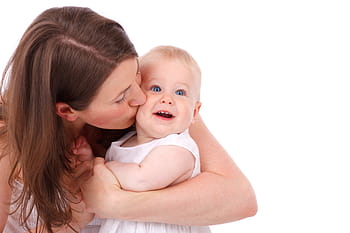 woman kissing baby, baby, care, caucasian, cheek, child, childhood, cute, daughter, girl, kid