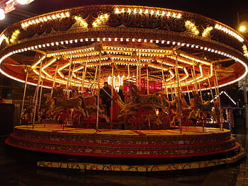 karrusel, af glæde, pæn, nat visning, forlystelsespark tur, forlystelsespark, rejser karneval, sjovt, nat, merry-go-round, mennesker