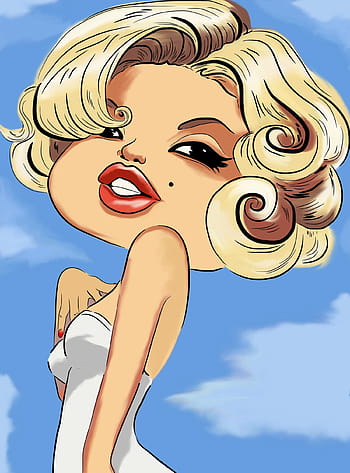 marilyn monroe illustration, Marilyn Monroe, Cartoon, Graphic, Comic, funny, girl, drawing, cloud - sky, sky, day