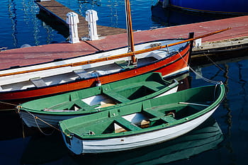 dva, malý, lodí, sedět, přístav, barcelona, Španělsko., zachytil, canon dslr, malé lodě, sedět v