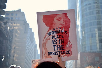 person, holding, woman, place, resistance print, woman's place, resistance, print, women's march, political, rally