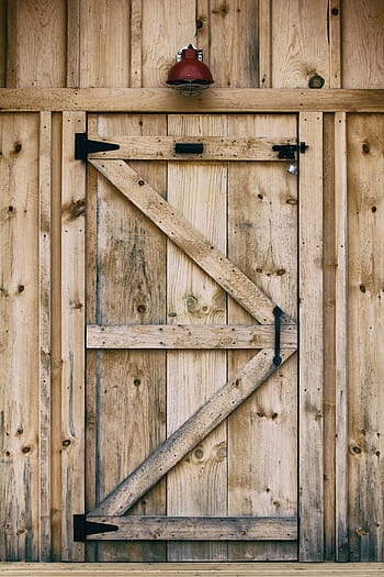 closed, brown, wooden, door, wood, bell, wood - Material, old, entrance, gate, architecture