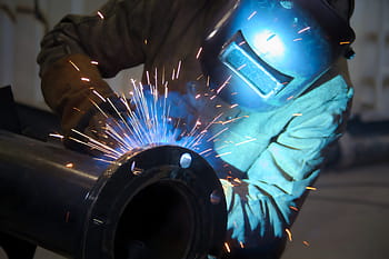 man, worker, work, sparks, metallurgical, welding, welder, mask