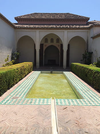 alcazaba, malaga, soud, fontána, zahrada, maurský, Španělsko, historické centrum, architektura