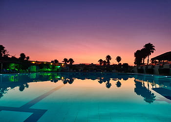 hotel, bazén, prázdnin, letovisko, relaxovat, letní, Řecko, svítání