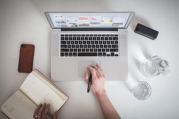 laptop, podnikání, práce, grafy, poznámkový blok, notebook, pero, tužka, kancelář, lavice, macbook