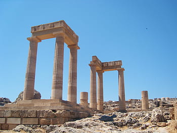 pilar roman, tanah, Reruntuhan, Kolom Yunani, Yunani, kolom, dodek, rhodes, liburan, monumen, zaman kuno Yunani