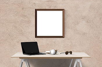 cermin dinding, laptop, headphone, kacamata, meja, poster, dinding, maket, interior, bingkai, galeri