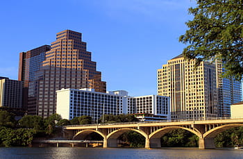 austin, texas, skyline, bridge, lake, lady bird lake, congress avenue bridge
