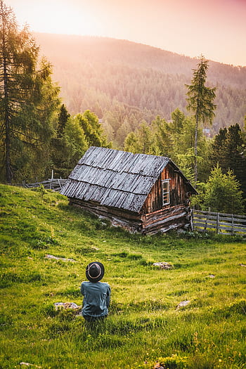 mountain hut, alm, meadow, sunrise, alpine, nature, mountains, landscape, hut, hiking, view