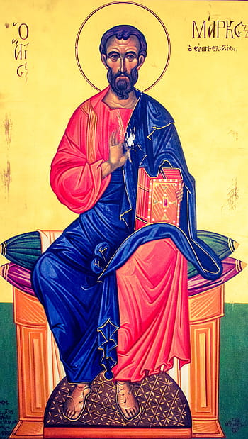 saint mark, icon, painting, byzantine style, church, religion, christianity, orthodox, ayios markos, paralimni, cyprus