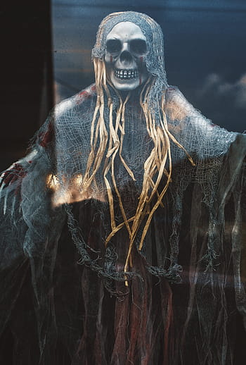 ponurý, reaper halloween dekor, předvečer Všech svatých, kostra, čarodějnice, nemrtvý, fantazie, mystický, zvláštní, noční můra, zlo