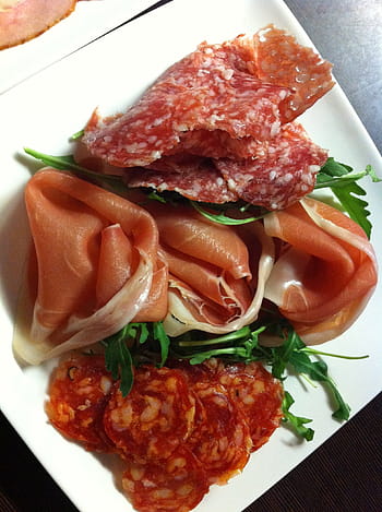 tapas, starter, ham, salami, delicious, chunks, food, eat, appetizing, cut, hearty