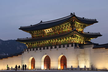 zelená, Červené, Černá, chrám, Korea, sejongno, gwanghwamun, zakázané město, historické stránky, Soul, palác gyeongbok