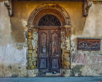 dveře, starý, architektura, starý dům, brána, dřevěný, antický, rozpad, zvětralý, letitý, larnaca