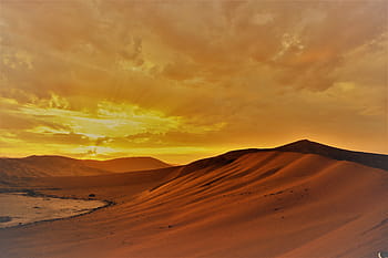 poušť Sahara, zlatý, hodina, svítání, poušť, písek, písečná duna, duny, mraky, morgenstimmung, namibie