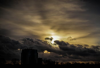 sunset, sky, clouds, dark, night, dusk
