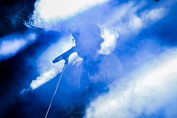 mand, sang, dækket, tåge, koncert, sanger, musik, musiker, ydeevne, mikrofon, scene