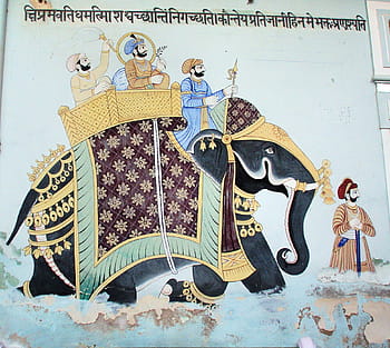 india, rajastan, shekawati, mandawa, fresco, wall, paintings, decoration