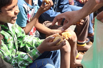 group, people, sitting, holding, bread, Social Work, Hunger, Volunteering, togetherness, outdoors, group of people