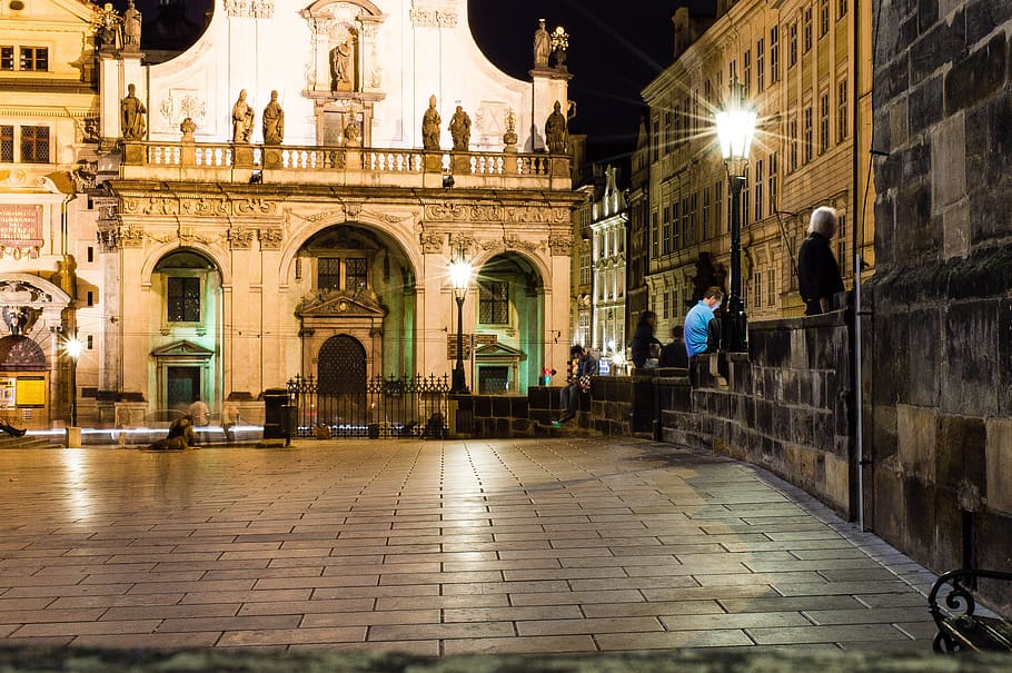 Prag, gece, Kent, ev, ışıklar, Tarihçe, Charles Köprüsü