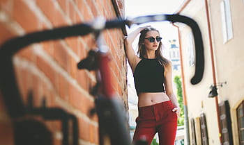 lidé, dívka, žena, krása, móda, Modelka, brýle, sluneční brýle, sexy, rozmazat, zeď