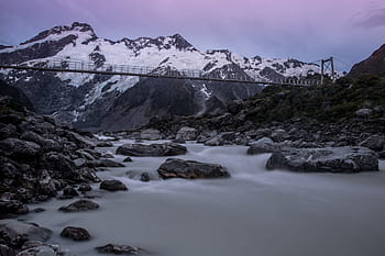 landscape shot, snow-covered, mountains, new, zealand, Landscape, shot, snow, covered, New Zealand, nature