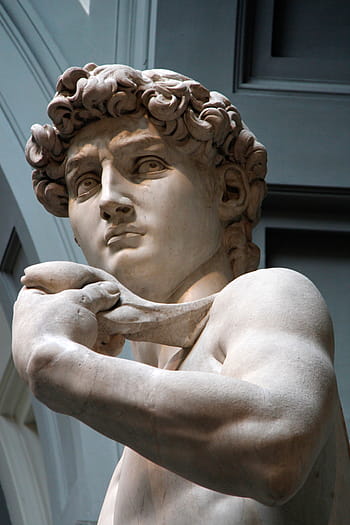 white concrete statue, david, michelangelo, florence, sculpture, italy, marble, body, male, tourism, antique