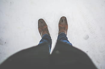 sepatu pria kulit, Pria, Kulit, Sepatu, Salju, dingin, fashion, jeans, memakai, musim dingin, di luar ruangan