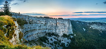 barevné skály, skalní stěna, večer, barevné nebe, modrá hodina, světlo, Příroda, creux du van, kartu, přírodní, odpočinek