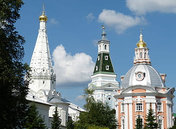 Rusko, zlatý prsten, historicky, ortodoxní, kostel, ruská pravoslavná církev, věřte, klášter, kupole, zlatý, sergiev posad