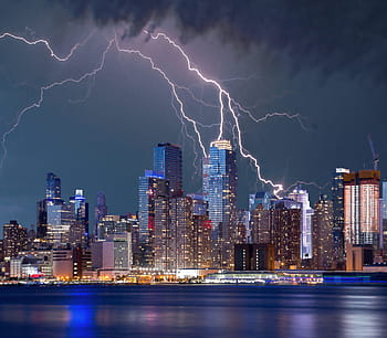 city, night, thunder storm, new york, lightning storm, lightning, storm, sky, new, york, cloud