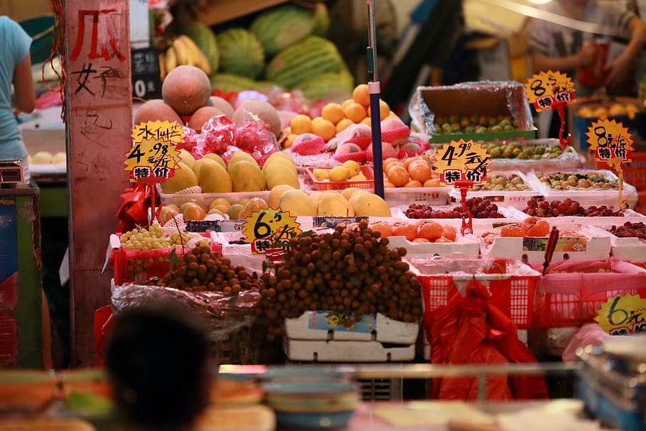 fruit, the night market, peddler, villages, folk, life, lively, city, fresh fruit, bazar, shopping