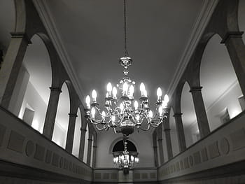 lustr, kostel, svícen, atmosférický, kulatý oblouk, vášnivý, téměř čas, slavnostně, církevních budov, arkády, architektura