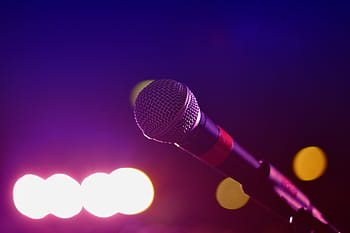 fotografia di bokeh, microfono, nero, mic, musica, musicista, gruppo musicale, palcoscenico, concerto, luci, registrazione