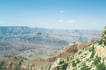 letecký, fotografování, kaňon, během dne, areál, arizona, s, velký, den, čas, hory
