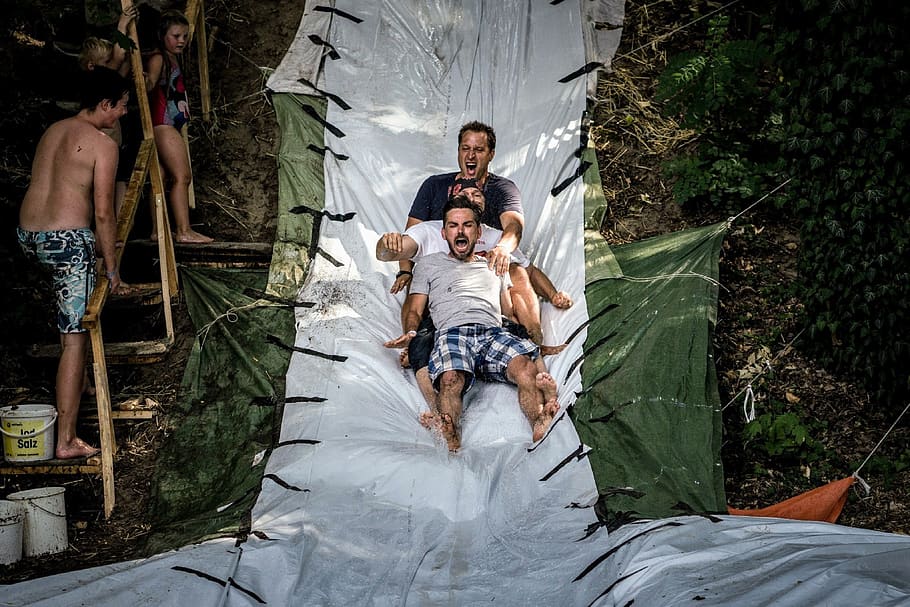 fun, slide, water, outdoor, summer, wet, waterslide, activity, joy, adventure, festival