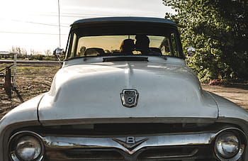 vintage, grey, pickup truck, daytime, classic, gray, car, couple, kissing, love, romance