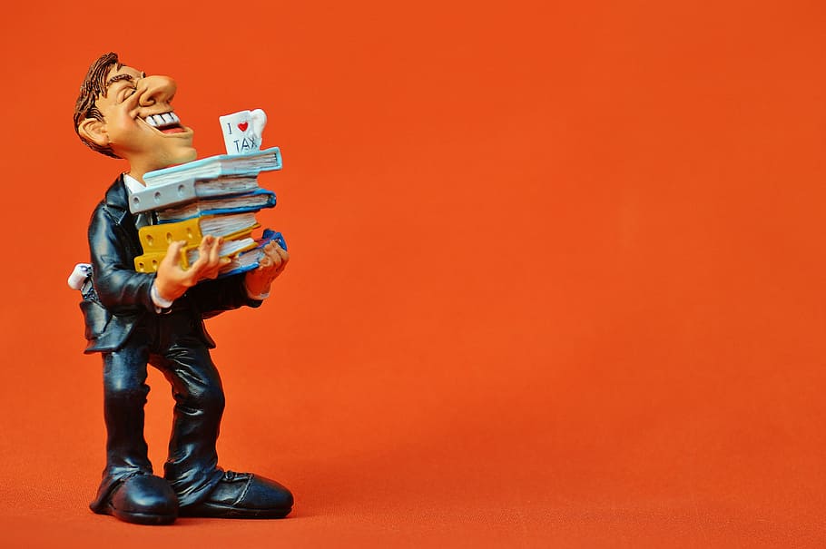 profile, man, carrying, books figurine, tax consultant, office, files, funny, bureaucracy, figure, taxes
