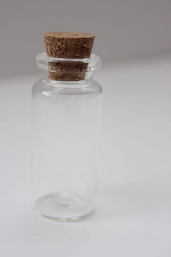 clear, glass vial, cork, bottle, glass, empty, container, fragile, glassware, jar, storage
